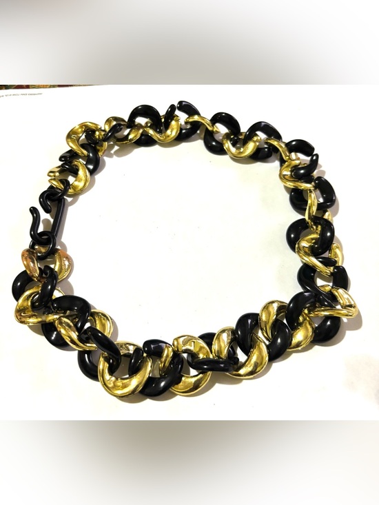 Fashion Jewelry Jewelry - Black and Gold unisex Link plastic Chain Necklace - Women Jewelry